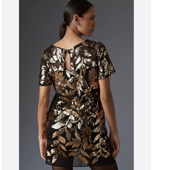 MAEVE SHORT-SLEEVE SHEER EMBELLISHED MINI DRESS - Picture 3 of 10